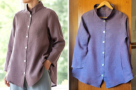  Leichte Langarmbluse aus Leinen 