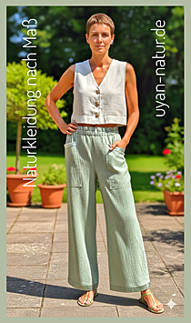  Video Damenhose aus Leinen in Crash-Optik 