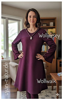  Kleid aus Wolljersey und leichtem Wollwalk 