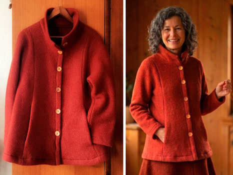 Damenjacke mit Stehkragen aus Wollfleece
