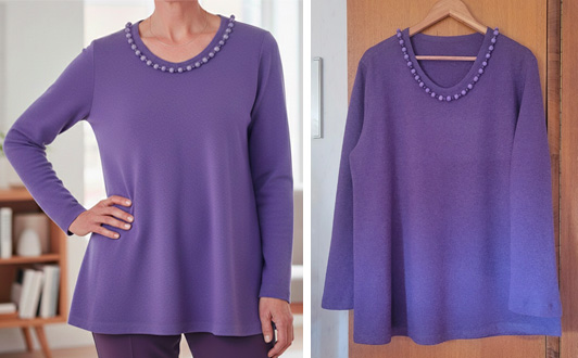  Damen-Langarmshirt aus Wolljersey 